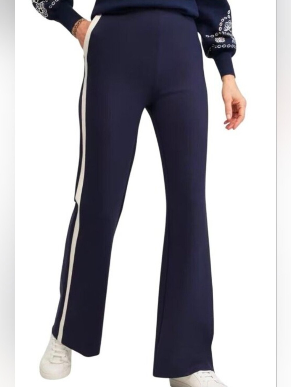 Chico's Ponte Side Stripe Flare Pants, Size 1.5 (10) Petite